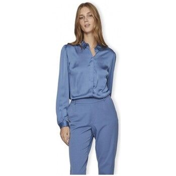 Vila Blusa Noos Shirt Ellette Satin - Coronet Blue para mujer