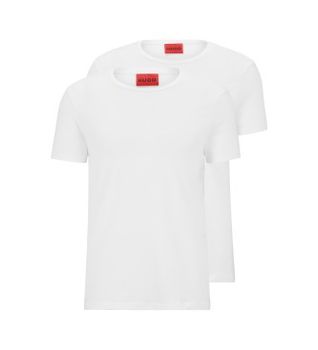 HUGO para hombre. 50325440 Pack 2 Camisetas Round blanco (S), Casual, Algodón, Manga corta, Sostenible