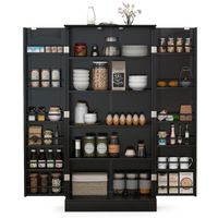 costway armario de despensa con 2 puertas y 16 estantes dispositivos antivuelco moderno armario para salon comedor 60 x 40 x 120 cm