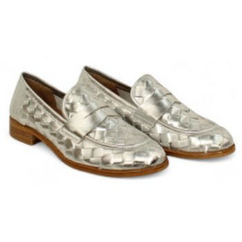 Luis Gonzalo Deportivas Moda mocasin con piel metalizada trenzada a mano para mujer