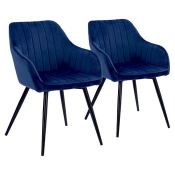 Juego de 2 sillas vintage de terciopelo azul