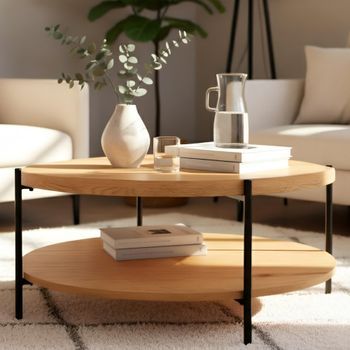Mesa De Centro Edduma Madera Natural Ø 80 Cm Clp