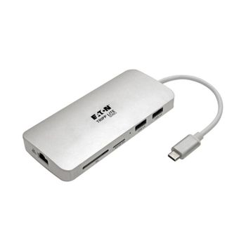 Estación de Conexión USB-C Tripp Lite U442-DOCK11-S 4K HDMI Thunderbolt 3 Hub USB-A PD GbE SD/MicroSD Plata