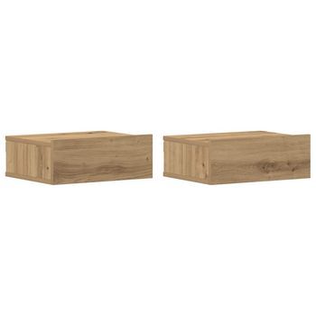Mesitas De Noche Flotantes 2 Uds Roble Artesanal 40x32x15cm Vidaxl