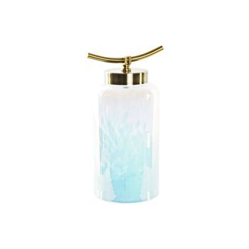 Jarron Cristal Metal 19x15x33 14,5 Azul