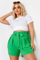 yours pantalon corto verde saten texturizado mujer curvy y tallas grandes yours