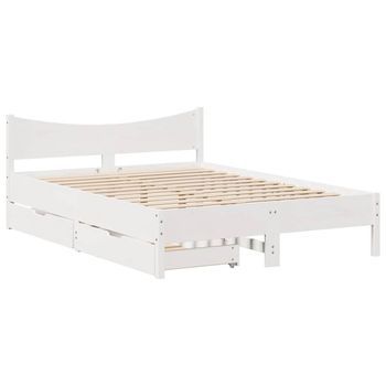 Estructura De Cama Con Cojines Madera De Pino Blanca 140x190 Cm Vidaxl