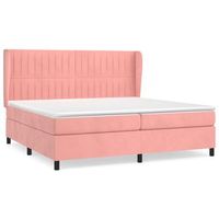 cama tapizada 203x203x128 cm terciopelo - rosa