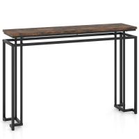 costway mesa de consola de estilo industrial con estructura metalica resistente para entrada pasillo y salon 120 x 30 x 81 cm marron y negro