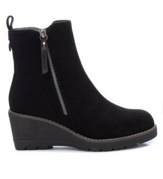 Refresh para mujer. 17100901-NEGRO Botines antelina negro -Altura cuña 6cm- (38), 5 a 8cm, Cremallera, Casual