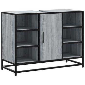 Mueble De Baño | Armario Lavabo Baño Madera Ingeniería Gris Sonoma 80x33x60 Cm