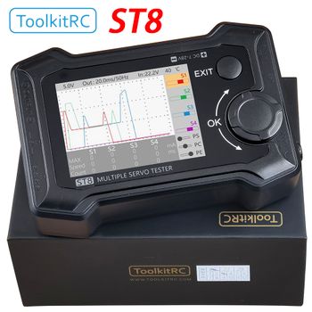 Probador de Servos Completo ToolkitRC ST8, Pantalla TFT de 2.4'', 7-28V, 8 Canales, 4 Interfaces Independientes, Herramienta de Prueba de Señal de Servo
