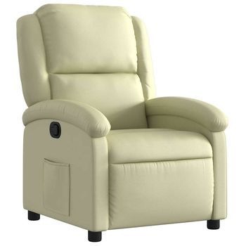 Sillón De Salón | Silla | Sillón Reclinable De Cuero Auténtico Crema