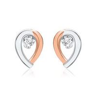 14 quilates pendientes de oro blanco 2 diamantes 0016 ct
