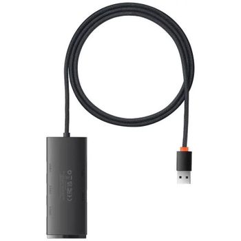 Hub Baseus 4 puertos USB 3.2 Gen 1 5000 Mbit/s modelo WKQX030101 LED Negro