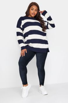 Yours Leggings Azul Marino Efecto Pana, Mujer Curvy Y Tallas Grandes, Yours