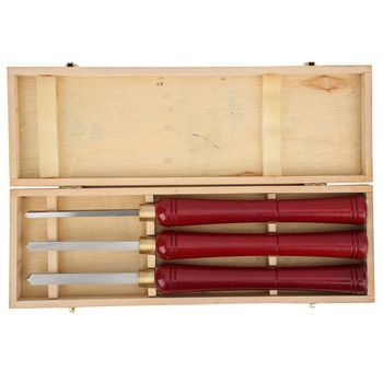 Herramientas De Torneado De Madera De Acero 3 Piezas Con Caja De Almacenamiento