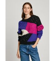 pepe jeans para mujer pl702238 jersey nora multicolor l negro casual poliester