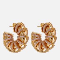 crystal haze caterpillar gold-plated hoop earrings