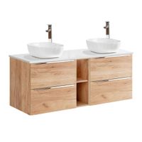 mueble doble lavabo 140cm 2 nichos tableros laminados madera