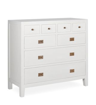 Cómoda de madera de mindi blanca anch. 110 cm
