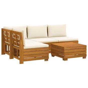5 Uds. Conjunto De Sofás De Exterior Madera De Acacia Sólida Vidaxl