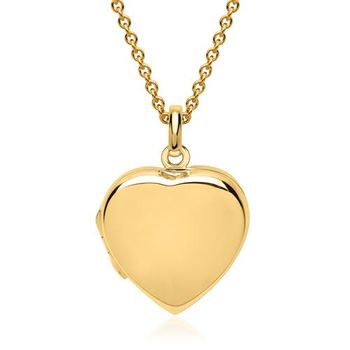 Cadena con medallón de corazón pulido chapado en oro