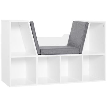Estantería librería con asiento 102x30x61 cm blanco y gris
