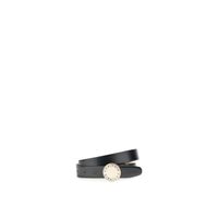 cinturon de piel con hebilla metalica con esmalte negro black