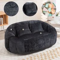sofa puf de chenilla negra para adultos 150 x 95 x 63 cm dos plazas