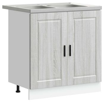 Mueble Bajo Para Fregadero Porto 2 Uds. Gris 80 X 46 X 81,5 Cm Vidaxl