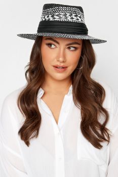 Sombrero Canotier Blanco Y Negro