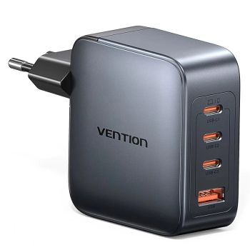 [GaN Tech] Vention TZ-FET-EU Cargador USB PD de 100W con 4 puertos USB-A+3USB-C Adaptador de carga rápida de pared con e
