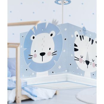 Lámpara De Techo Infantil Baby Jungle Animales Bosque Azul