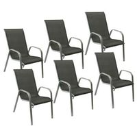 pack de 6 sillas marbella en textileno gris aluminio gris