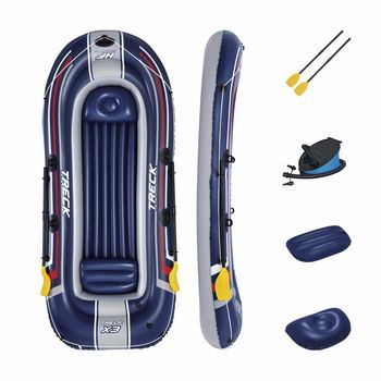 Barca Hinchable Bestway Hydro-force™ Treck X3 307x 126 X 39 Cm Con Capacidad Máxima De 270 Kg, Incluye 2 Remos De 124 Cm Y Bomba De Pie