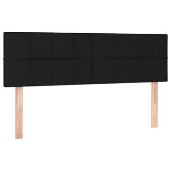 Cabecero Cama Mueble De Dormitorio Con Led De Tela 144 X 5 X 78/88 Cm Negro M02_0001146