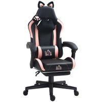 homcom silla gamer reclinable con altura ajustable reposapies retractil soporte lumbar y reposacabezas desmontable negro