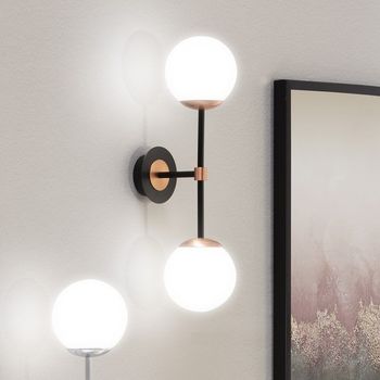 Aplique de pared merasi negro-cobre (2 luces)