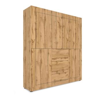 Armario alto 5 puertas/3 cajones 150x35x165cm efecto madeira roble