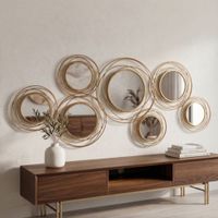 panel decorativo 3d de metal dorado y espejos cm 1245x4x535