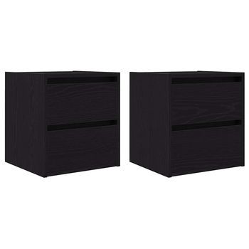 Mesillas De Noche De Pared 2 Uds Roble Negro 38x34x40 Cm Vidaxl