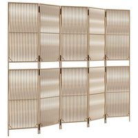 biombo de 5 paneles ratan sintetico beige vidaxl
