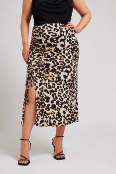 Yours London Falda Midaxi Marrón Leopardo, Mujer Curvy Y Tallas Grandes, Yours London