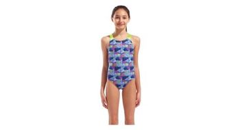 Traje de bano arena candies para nina azul amarillo