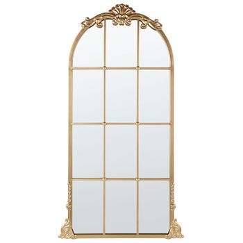 Espejo De Pared Decorativo Con Forma De Ventana Estilo Glamuroso 66 X 124 Cm En Color Dorado Noidan