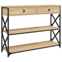 mesa consola madera de ingenieria roble sonoma 100x28x75 cmm vidaxl