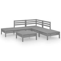 conjunto de muebles de jardin 6 uds  mesa y sillas madera maciza de pino gris