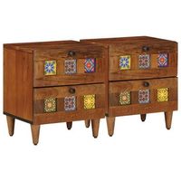 armario de noche con cajon 2 pcs marron 40 x 33 x 46 cm vidaxl