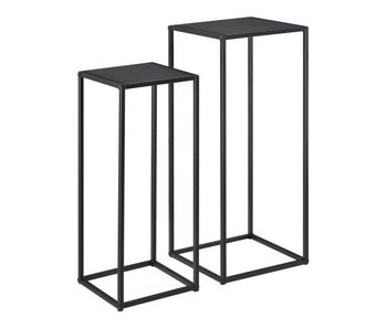 Set de 2x mesas auxiliares barbaricina cuadradas metal 70 x 30 x 30 cm y 60 x 25 x 25 cm - negro [en.casa]